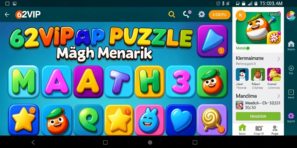 Screenshot gameplay 62VIP memperlihatkan keseruan permainan Match-3 yang dinamis.