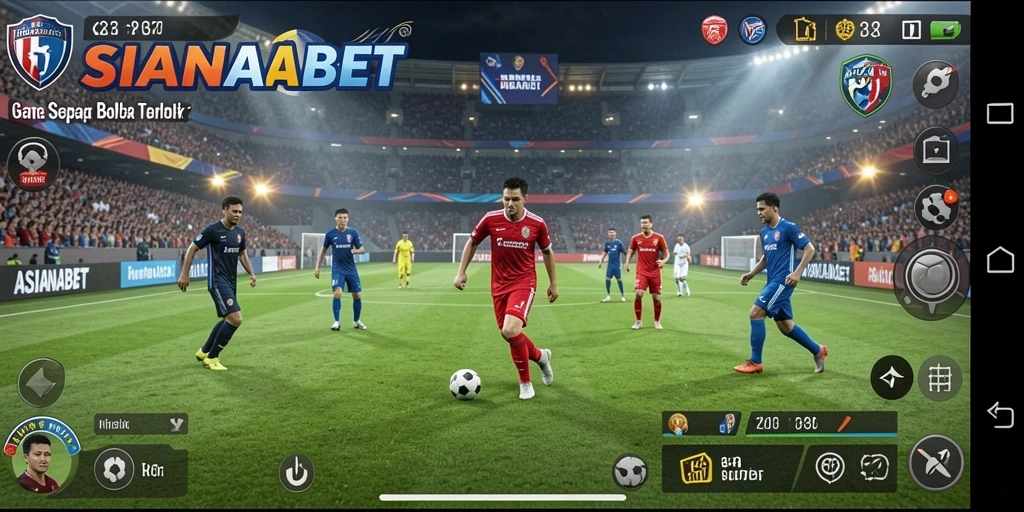 Tangkapan layar ASIANABET menampilkan aksi seru dalam permainan sepak bola.