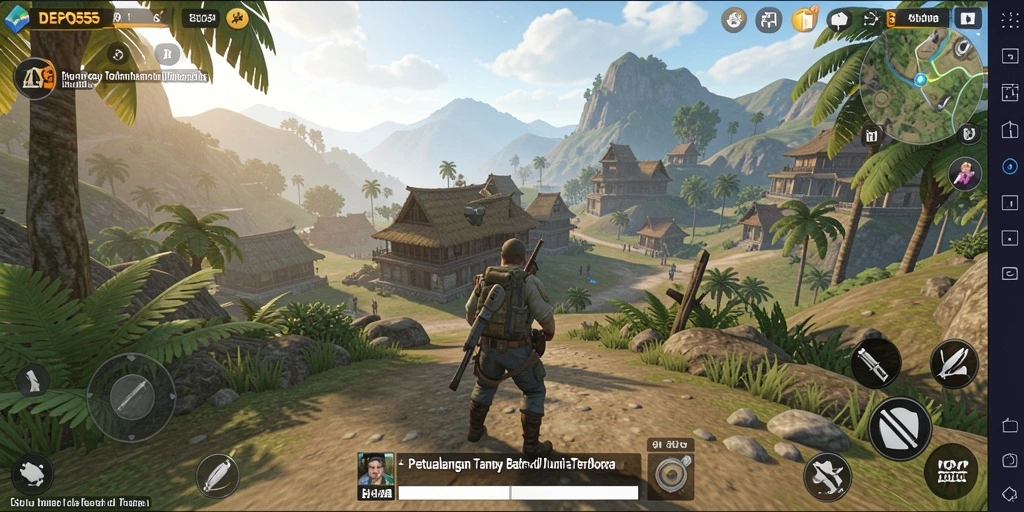 Screenshot gameplay DEPO555 menunjukkan petualangan seru di dunia terbuka.