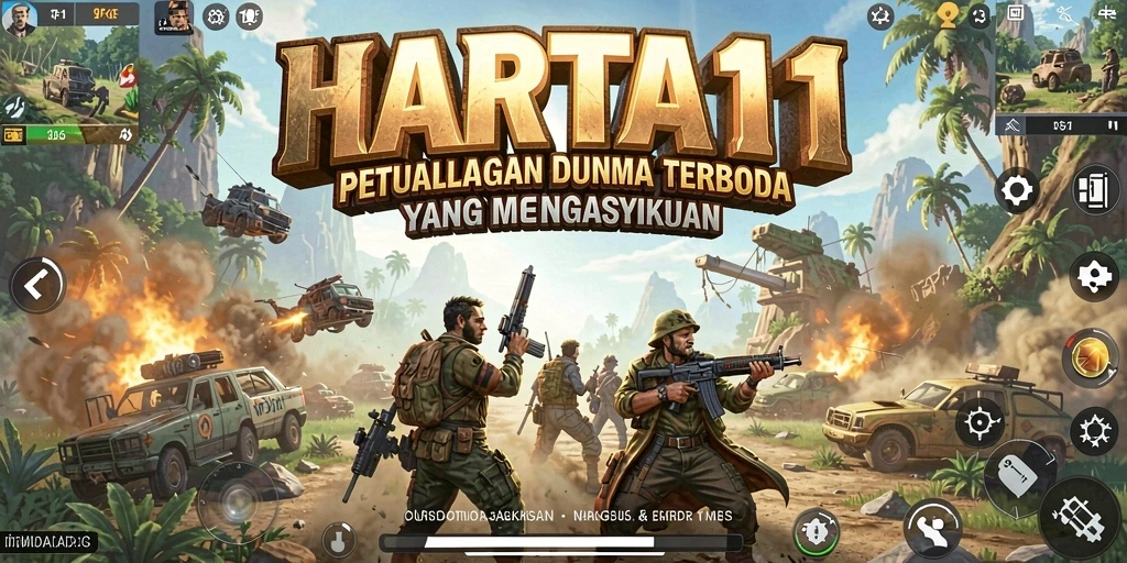 Screenshot HARTA11 menampilkan petualangan seru dalam dunia terbuka.