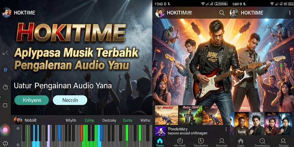 Tampilan screenshot HOKITIME menunjukkan gameplay musik yang mendebarkan.