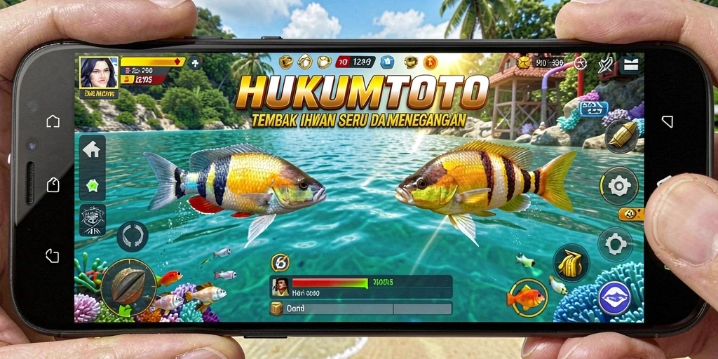 Tampilan gameplay seru HUKUMTOTO saat menembak ikan.