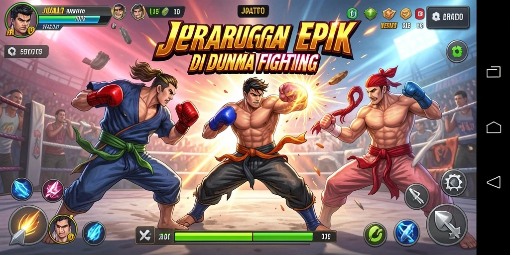 Screenshot gameplay JUALTOTO menampilkan aksi pertarungan yang intens.