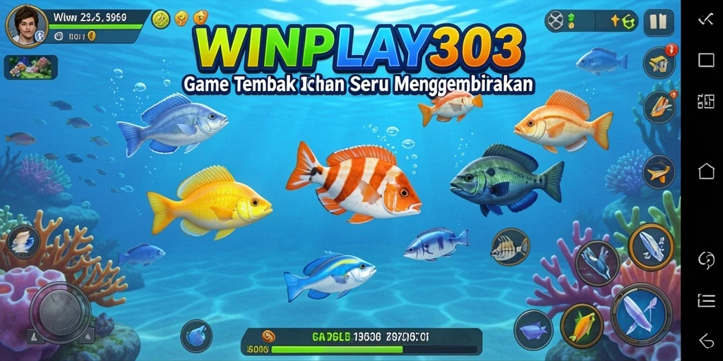 Screenshot gameplay WINPLAY303 menampilkan aksi tembak ikan yang mendebarkan.