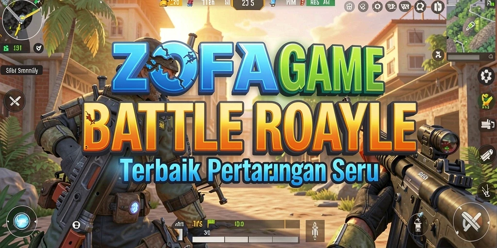 Screenshot gameplay ZOFAZA menampilkan aksi Battle Royale yang mendebarkan.